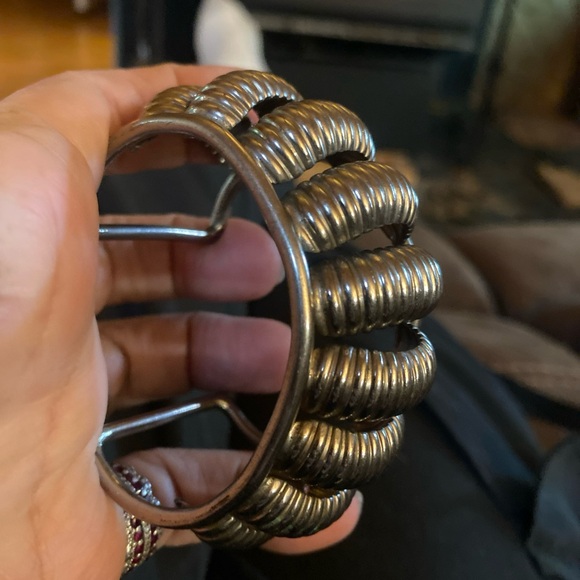 Gold Ribbed Cuff Bracelet - Picture 6 of 6